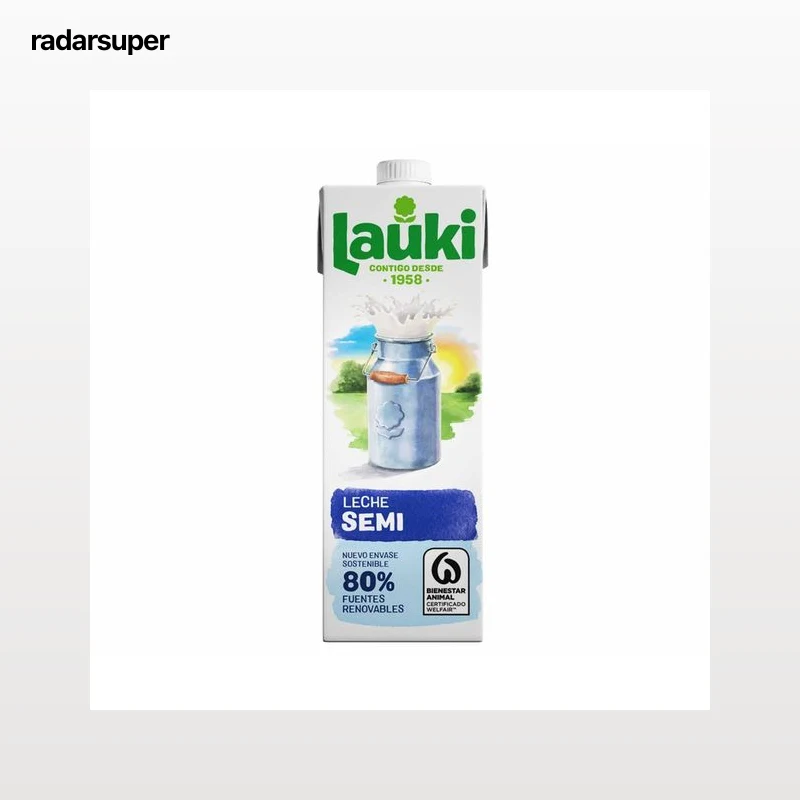LAUKI Leche semidesnatada de vaca, de origen 100% español 1l.