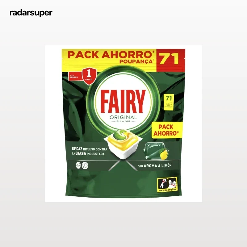 Lavavajillas a máquina en capsulas original aroma limón todo en uno Fairy 71 ud.