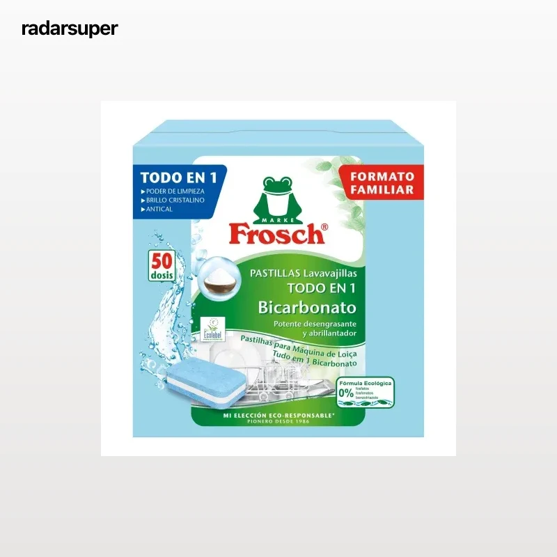 Lavavajillas a máquina en pastillas bicarbonato de sodio ecológico Frosch 50 ud.