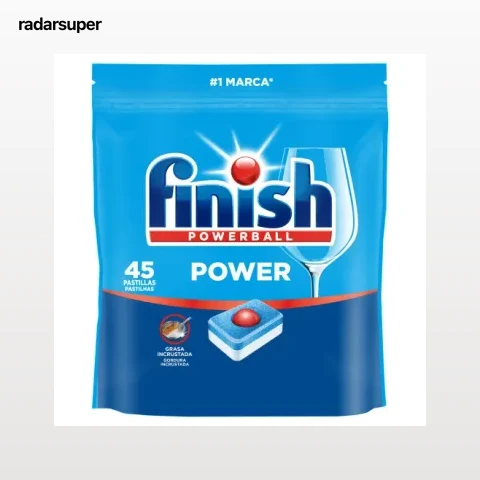 Lavavajillas a maquina en pastillas power Finish Powerball 45 ud.