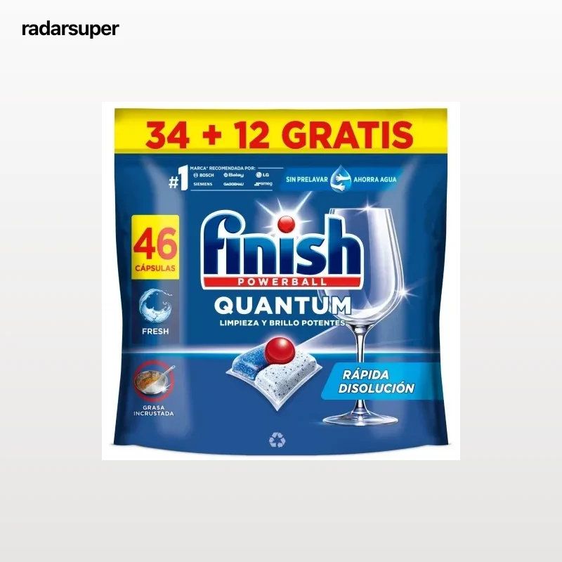 Lavavajillas a máquina en pastillas Quantum Finish Powerball 34 ud.