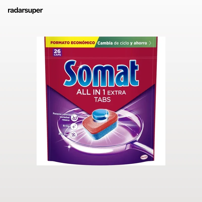 Lavavajillas a máquina en pastillas Todo en 1 Somat 26 ud.