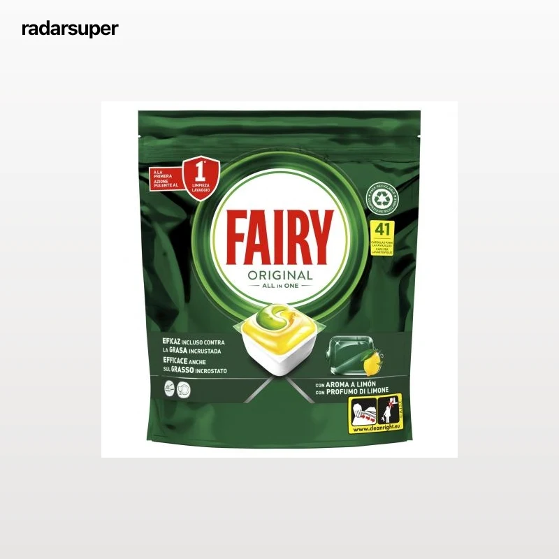 Lavavajillas a máquina original pastillas aroma limón todo en uno Fairy 41 ud.