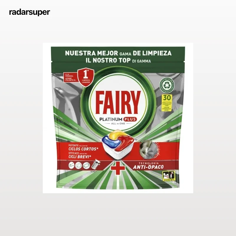 Lavavajillas a máquina platinum plus pastillas todo en uno Fairy 30 ud.