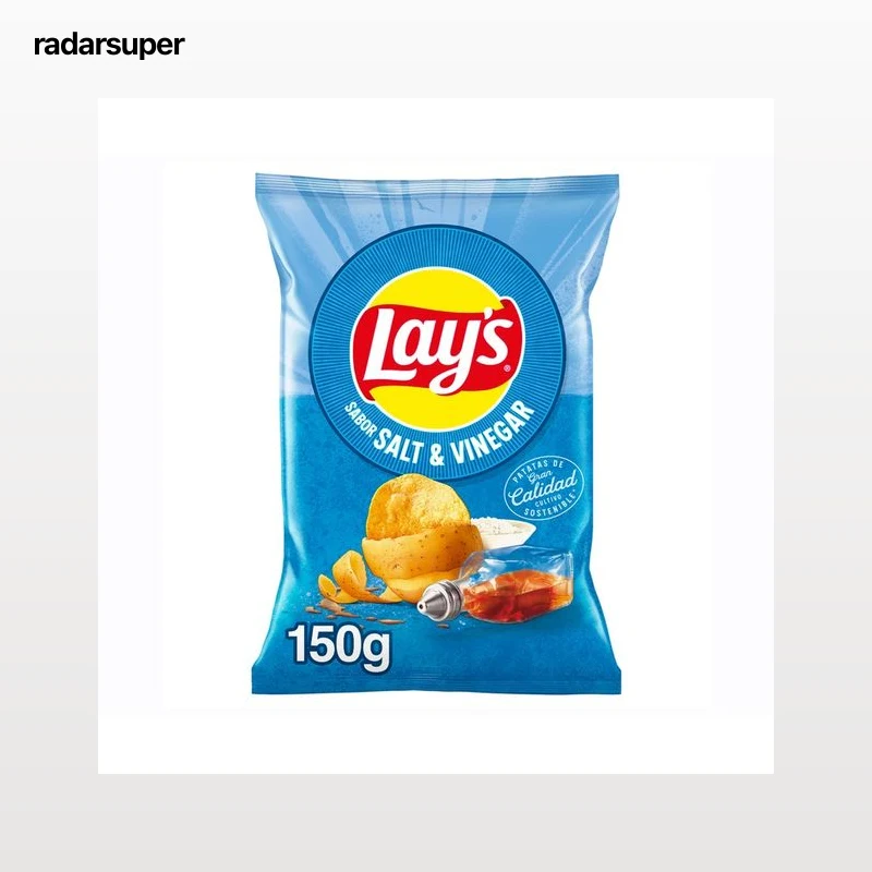 LAY'S Patatas fritas lisas con sabor a sal y vinagre en bolsa 150 g.