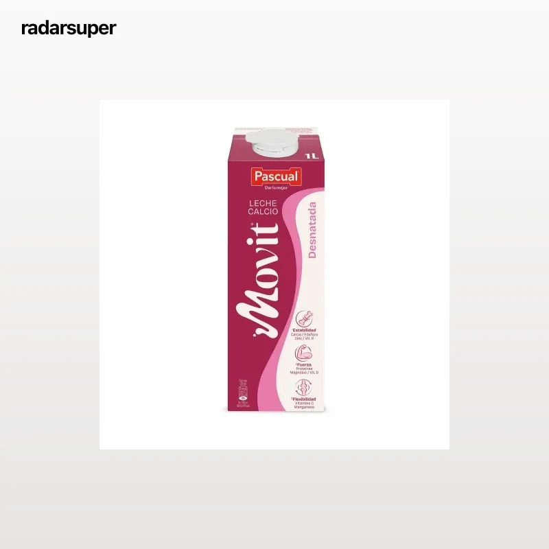 Leche desnatada 0% MG con calcio Movit Pascual brik 1 l.