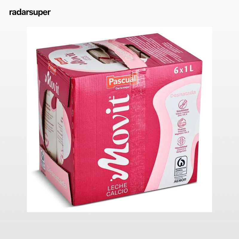 Leche desnatada calcio Pascual Movit pack 6 x 1 L