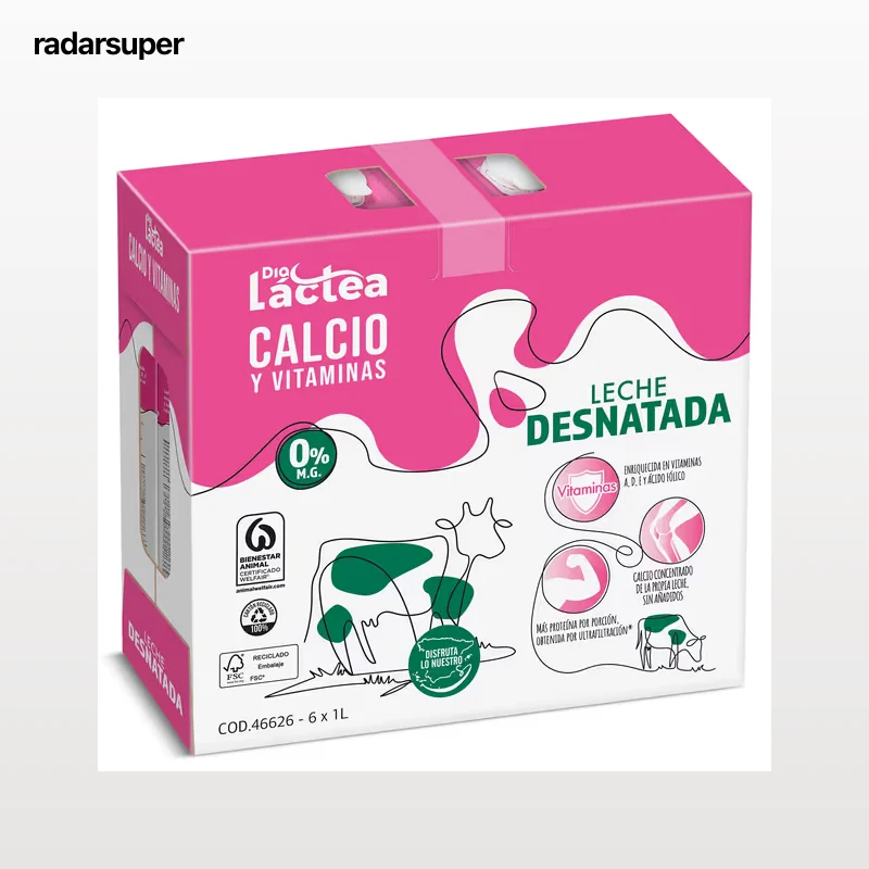 Leche desnatada calcio Dia Láctea pack 6 x 1 L
