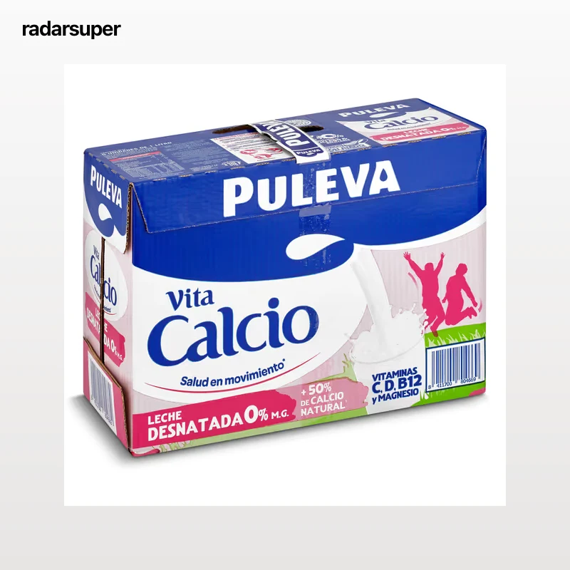 Leche desnatada calcio Puleva pack 6 x 1 L