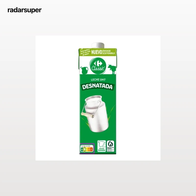 Leche desnatada Carrefour brik 1 l.