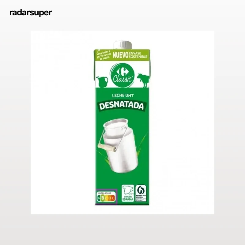 Leche desnatada Carrefour brik 1 l.