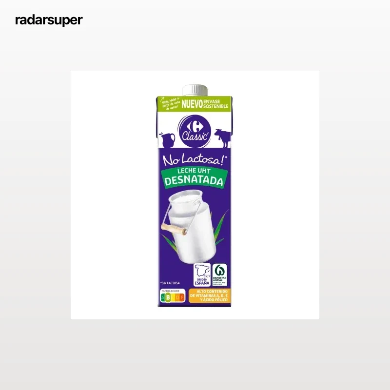 Leche desnatada Carrefour sin lactosa brik 1 l.