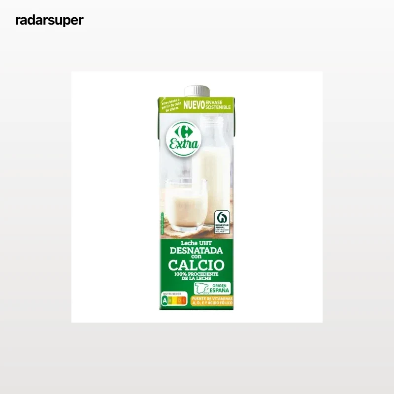 Leche desnatada con calcio Carrefour brik 1 l.