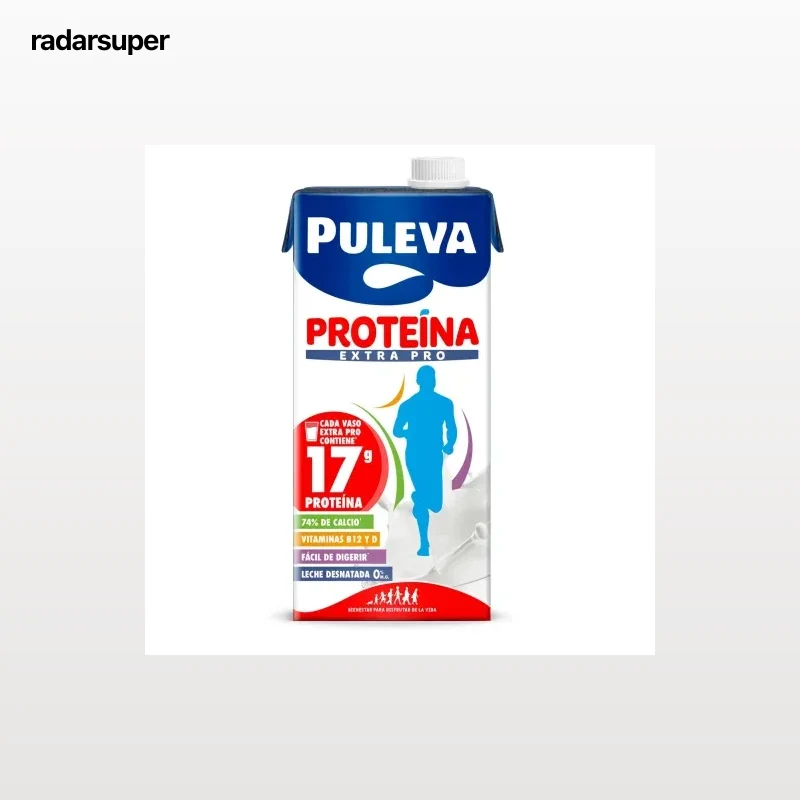 Leche desnatada enriquecida en proteínas, calcio y vitaminas K, D y B12 Puleva sin lactosa 1 l.