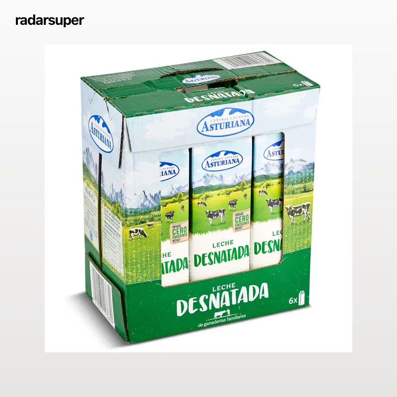 Leche desnatada Asturiana pack 6 x 1 L