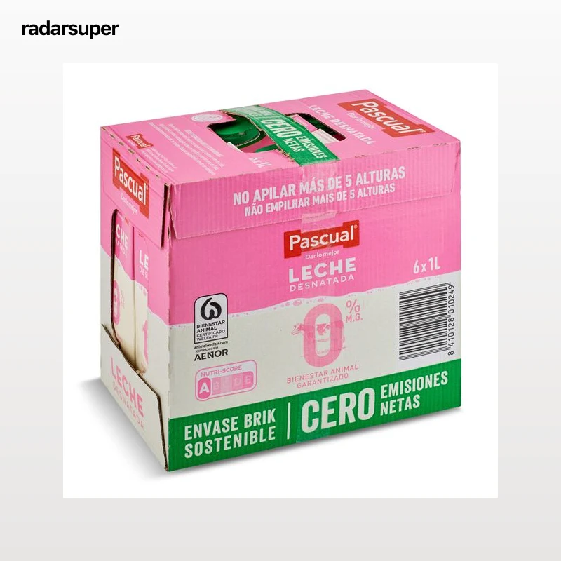 Leche desnatada Pascual pack 6 x 1 L