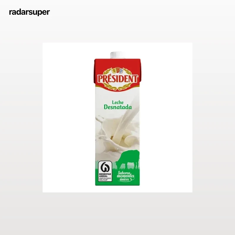 Leche desnatada Président brik 1 l.