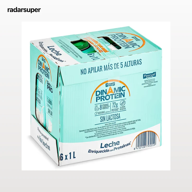 Leche desnatada sin lactosa dinamic protein Pascual pack 6 x 1 L