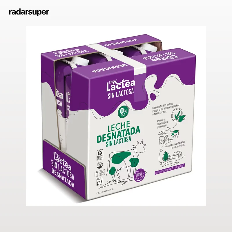 Leche desnatada sin lactosa Dia Láctea pack 6 x 1 L