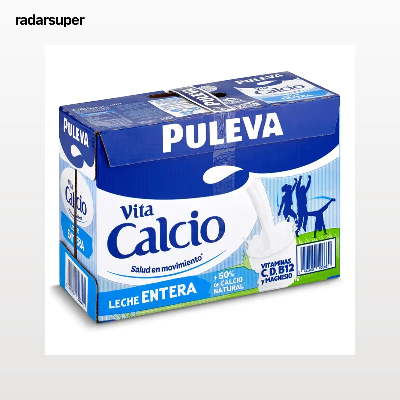 Leche entera calcio Puleva pack 6 x 1 L