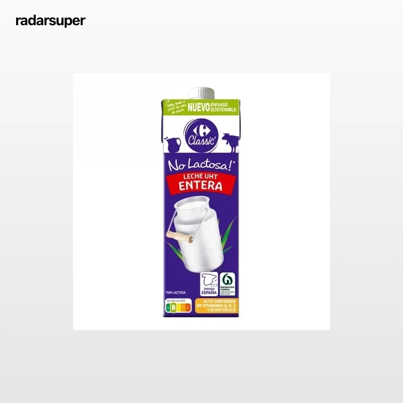 Leche entera Carrefour sin lactosa brik 1 l.