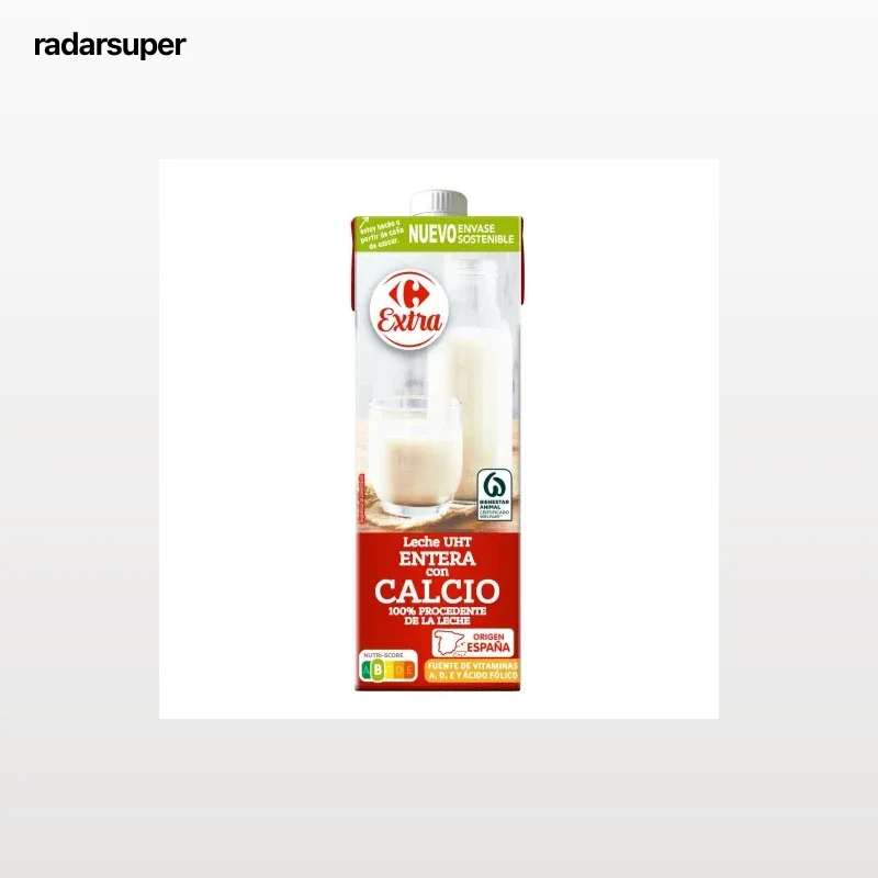 Leche entera con calcio Carrefour brik 1 l.