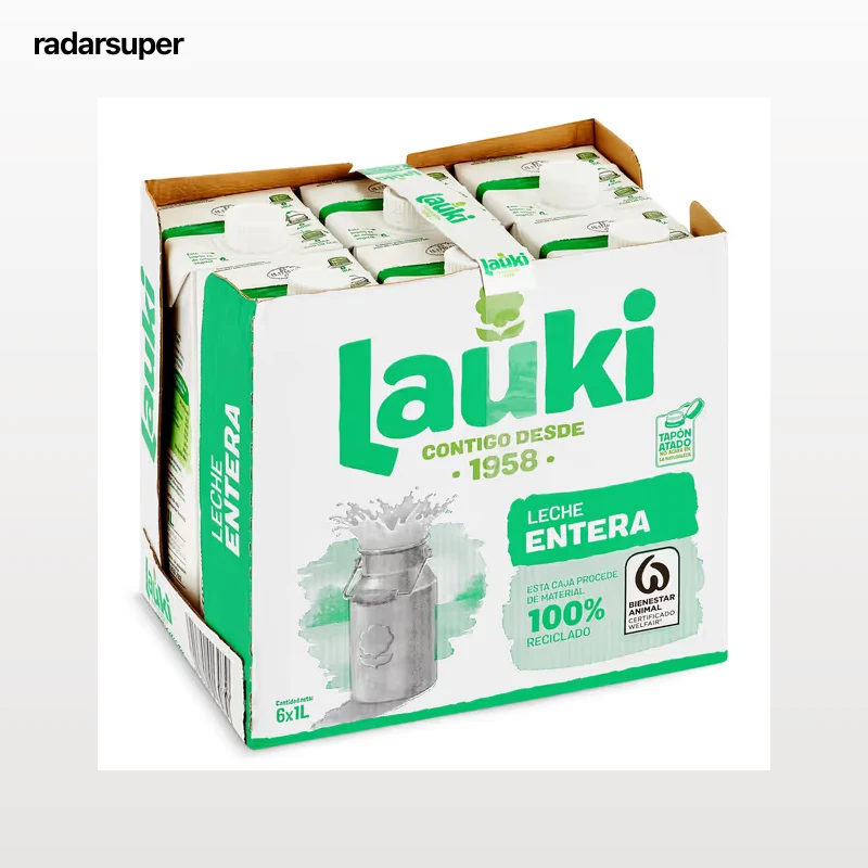 Leche entera Lauki pack 6 x 1 L
