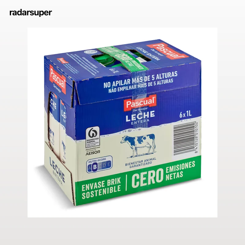 Leche entera Pascual pack 6 x 1 L
