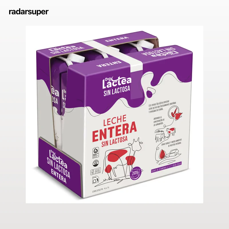 Leche entera sin lactosa Dia Láctea pack 6 x 1 L