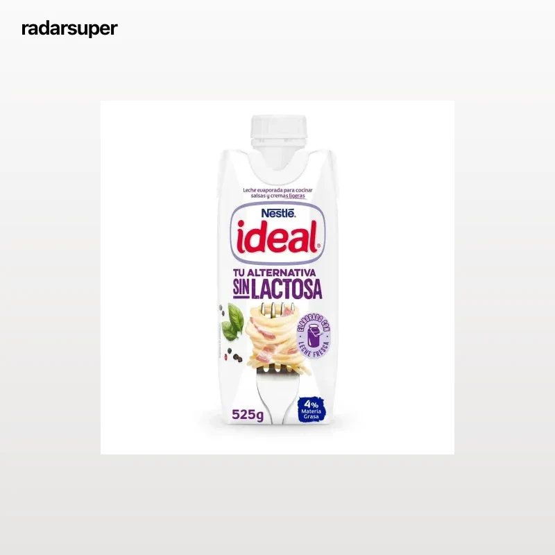 Leche evaporada 4% materia grasa Ideal Nestlé sin lactosa 525 g.
