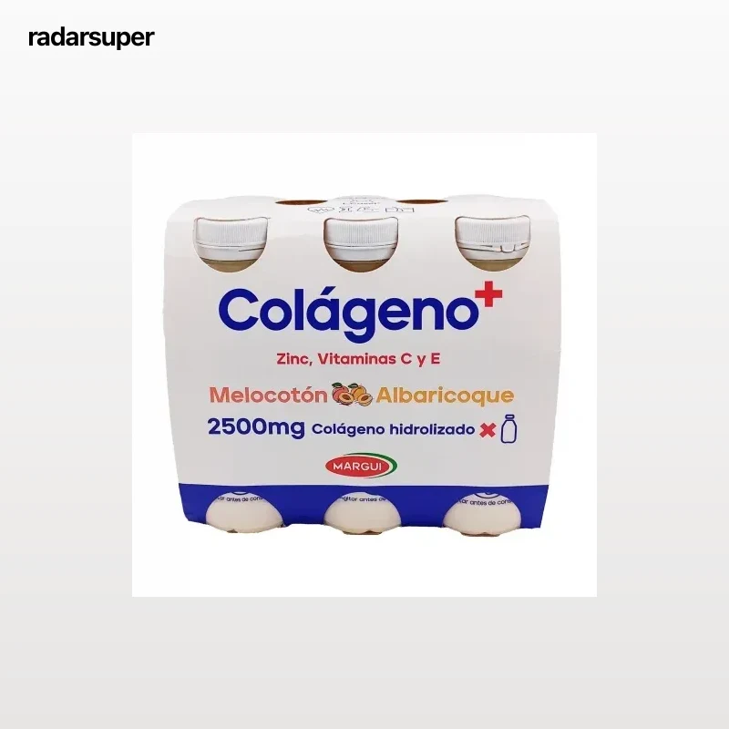 Leche fermentada con colágeno hidrolizado, melocotón, albaricoque Margui pack de 6 unidades de 100 g