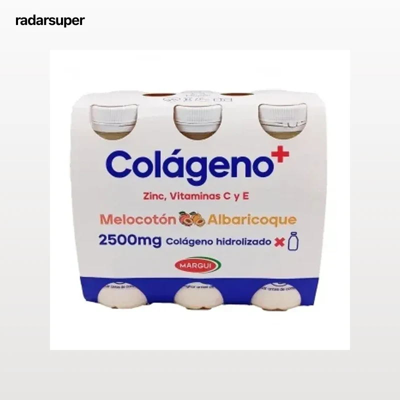 Leche fermentada con colágeno hidrolizado, melocotón, albaricoque Margui pack de 6 unidades de 100 g