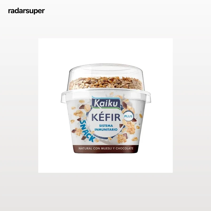 Leche fermentada con fermentos de kéfir Kaiku 115 g. + Muesli con chocolate 10 g.