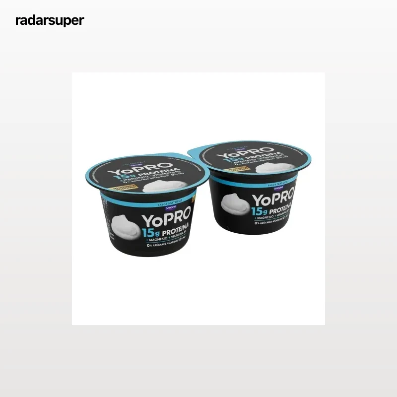 Leche fermentada de proteínas desnatada natural Danone YoPro sin azúcar añadido pack de 2 unidades de 160 g.