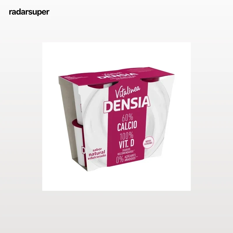Leche fermentada desnatada edulcorado natural Danone Vitalinea Densia pack de 4 unidades de 120 g.