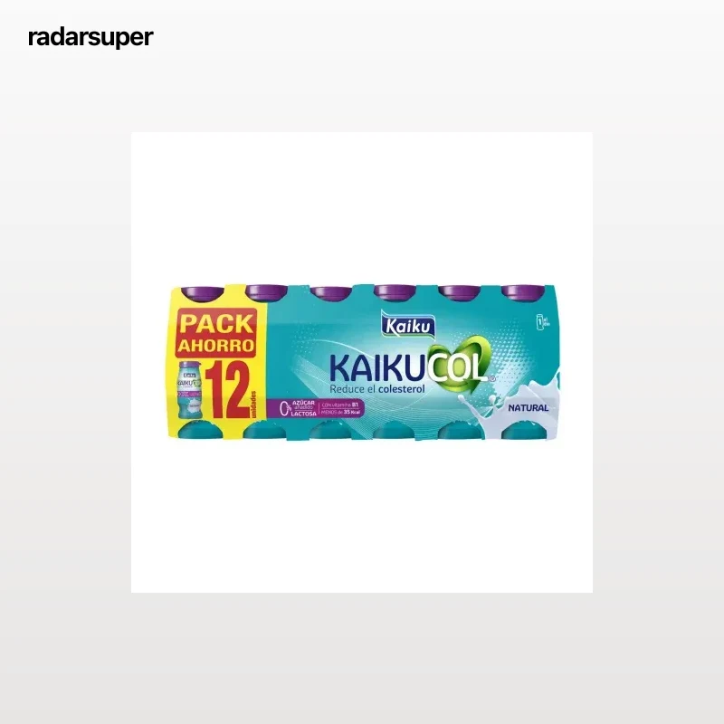 Leche fermentada líquida natural sin azúcar añadido Kaiku Kaikucol Zero sin gluten y sin lactosa pack de 12 unidades de 65 g.