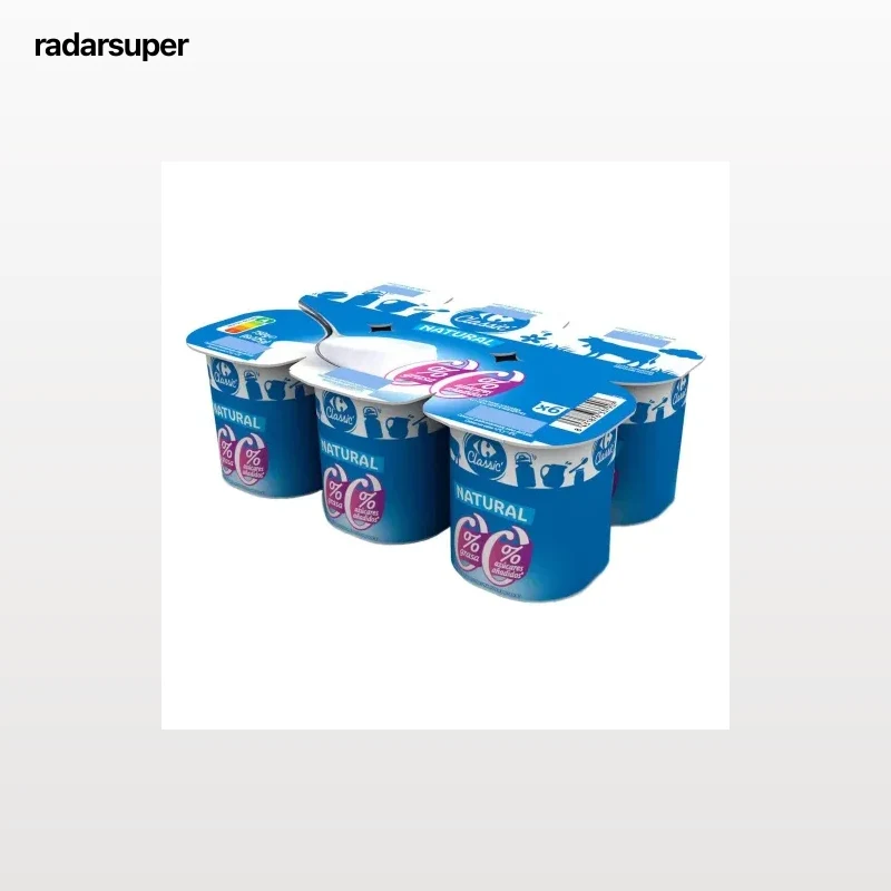 Leche fermentada natural Carrefour Classic pack de 6 unidades de 125 g.