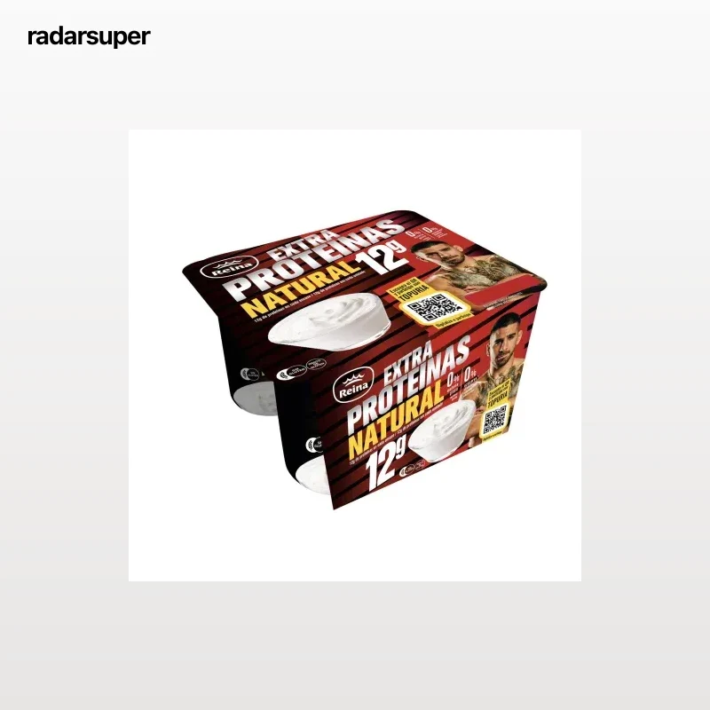 Leche fermentada natural extra proteínas Reina sin gluten pack de 4 unidades de 120 g.