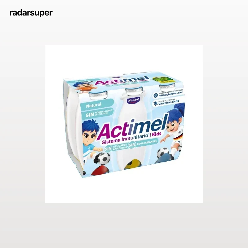 Leche fermentada semidesnatada natural Actimel pack de 6 unidades de 100 g.
