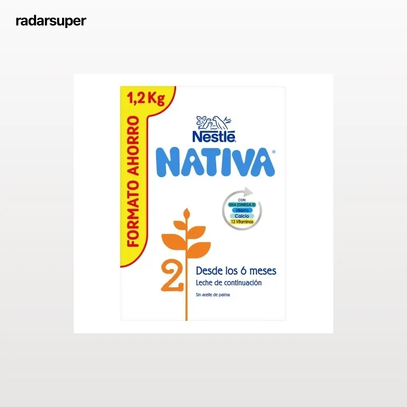 Leche infantil de continuación desde 6 meses en polvo Nestlé Nativa 2 pack de 2 unidades de 600 g.