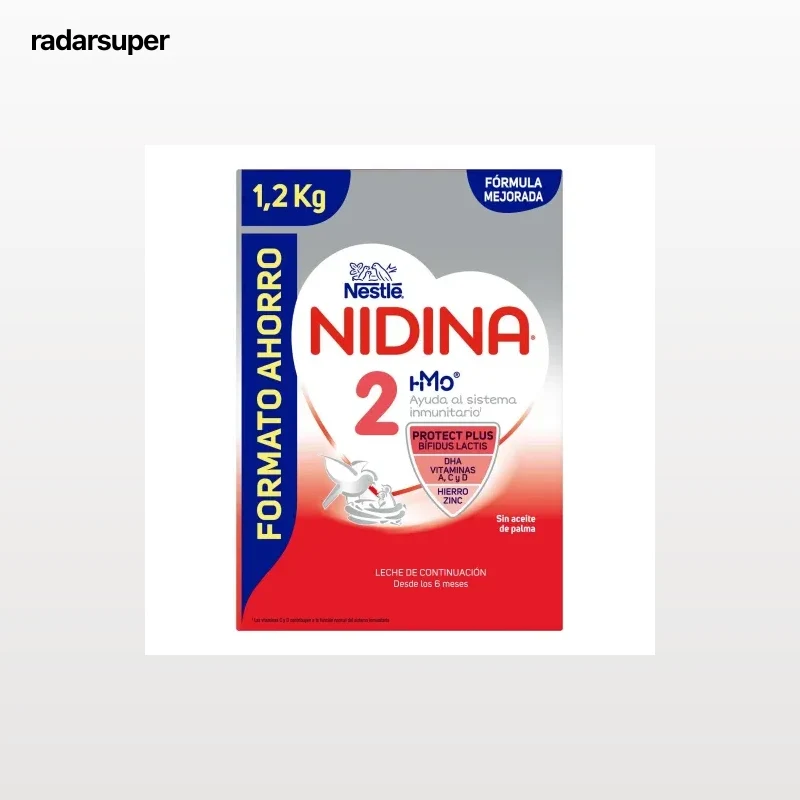 Leche infantil de continuación desde 6 meses en polvo Nestlé Nidina 2 pack de 2 unidades de 600 g.