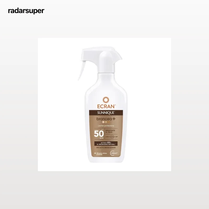 Leche protectora solar SPF50 Broncea+ Ecran Sunnique 270 ml.