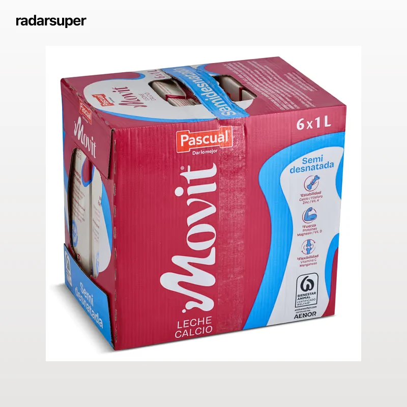 Leche semidesnatada calcio Pascual Movit pack 6 x 1 L