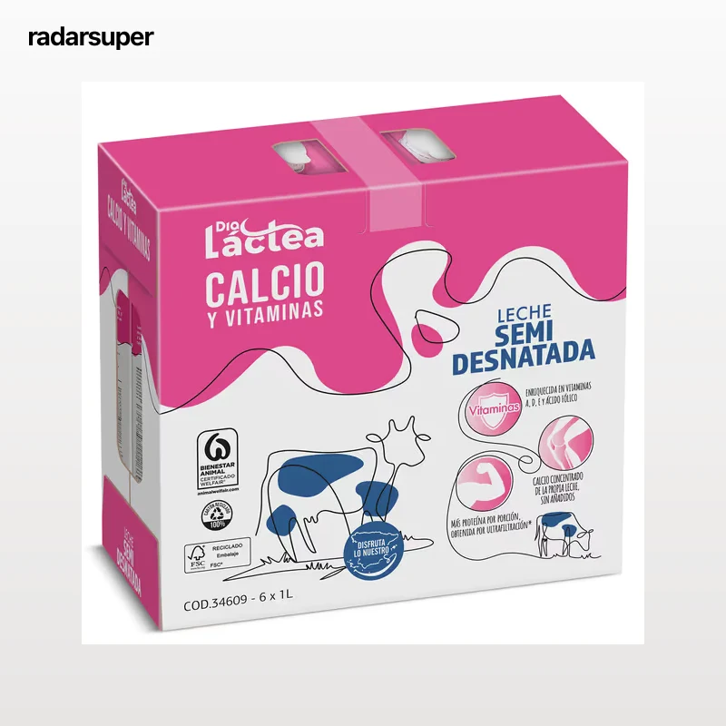 Leche semidesnatada calcio Dia Láctea pack 6 x 1 L