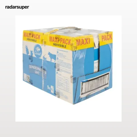 Leche semidesnatada Carrefour pack de 9 briks de 1 l.