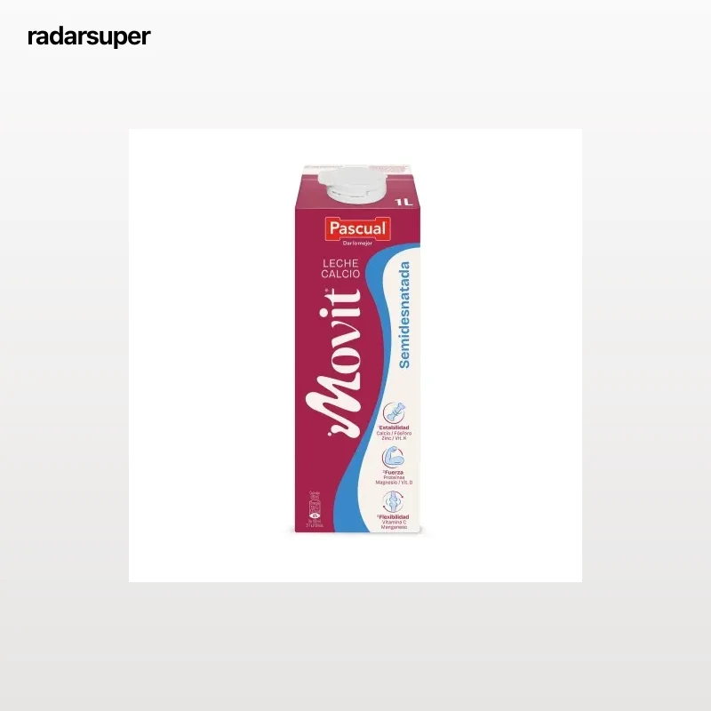Leche semidesnatada con calcio Movit Pascual brik 1 l.