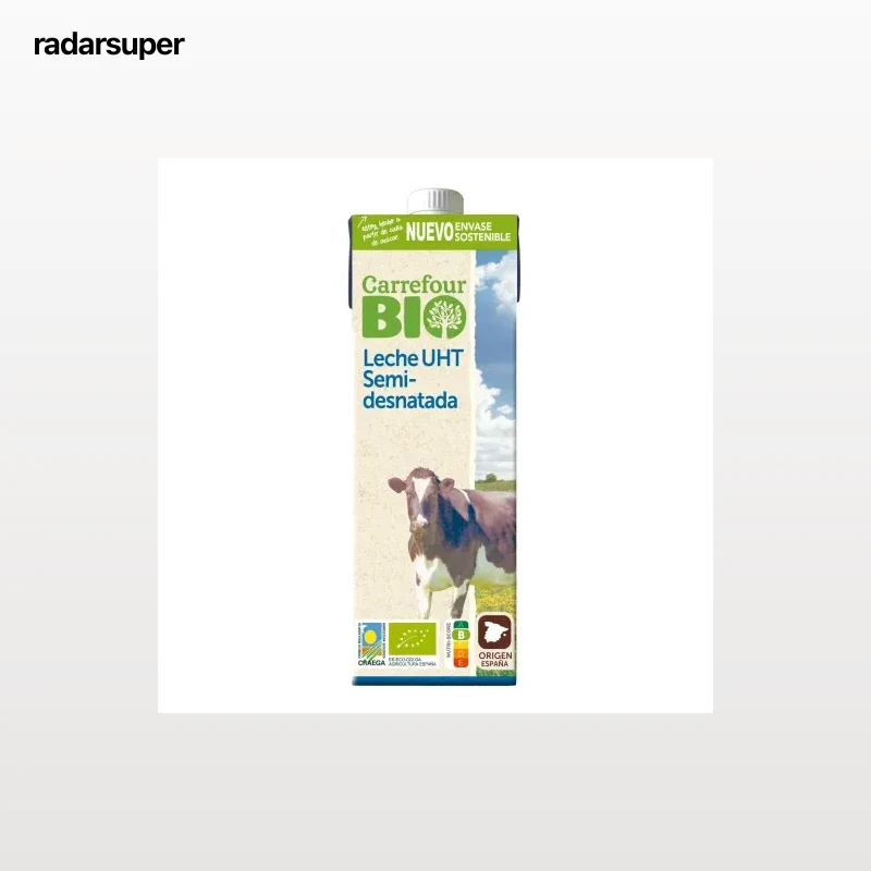 Leche semidesnatada ecológica Carrefour Bio brik 1 l.