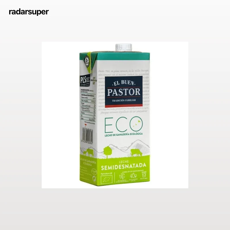 Leche semidesnatada ecológica El Buen Pastor brik 1 l.