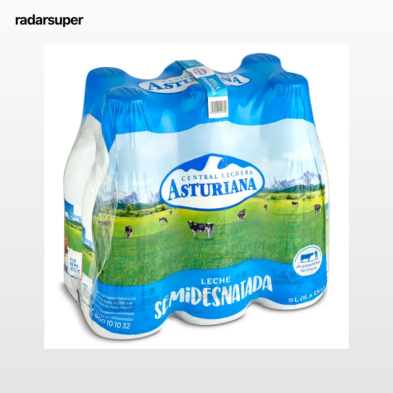 Leche semidesnatada Asturiana pack 6 x 1.5 L