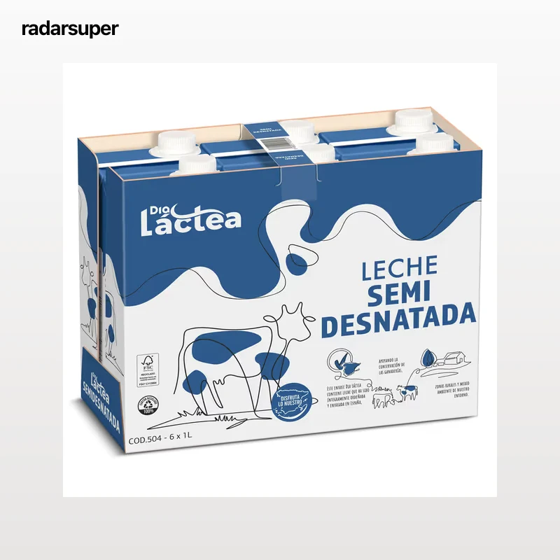 Leche semidesnatada Dia Láctea pack 6 x 1 L